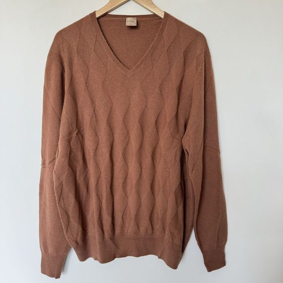 Bypac 100% Cashmere Men’s Diamond Print Sweater Size L - Picture 1 of 5